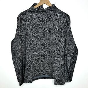 Clara Sun Woo Long Sleeve Black White Mock Neck cut-out hem stretchy top